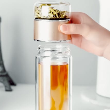 Botella de té de cristal